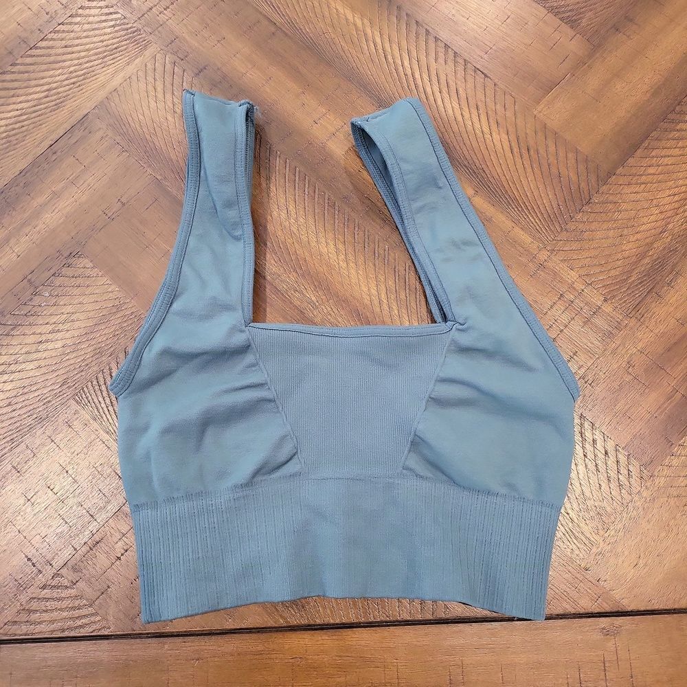 Free People Good Karma Square Neck Bra Blue/Green XS/S